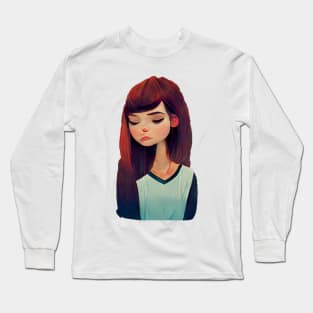 Sad cute girl Long Sleeve T-Shirt